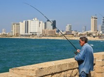 Man fishing in Israel